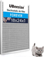 UBeesize 18x24x1 Reusable Electrostatic Air Filter HVAC AC Furnace Filter,MERV 8, Washable, Lasts a Lifetime,Permanent Air Filter,Breathe Fresher,Home And Office(Actual Size:17.44x23.46x0.82 Inch)