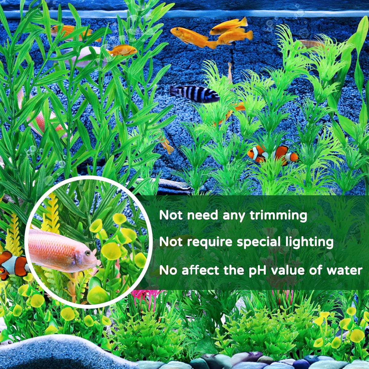 Fish Tank Plants, 20pcs Aquarium Decor Green Plants Artificial Aquarium Decorations Plant, Fish Tank Accessories for Household and Office Aquarium Simulation, Small to Large