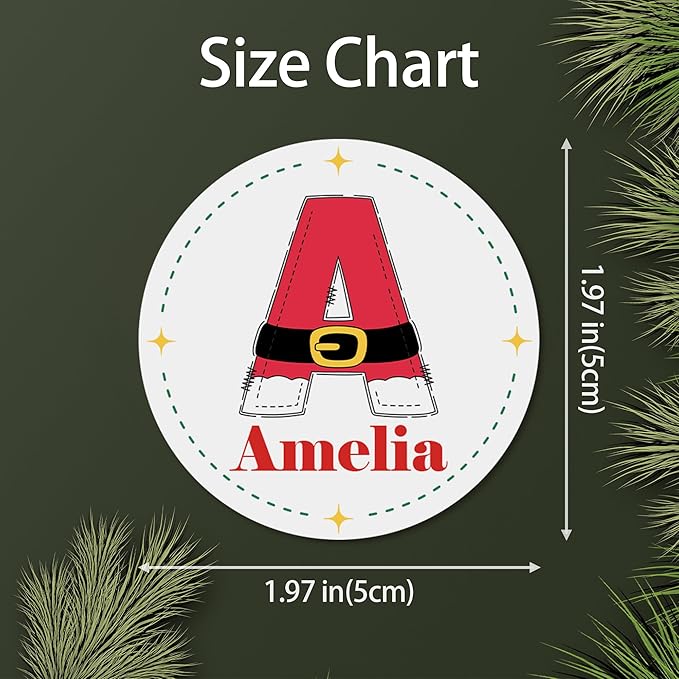 Personalized Christmas Stickers - Custom Name Waterproof Christmas Gift Tags for Gift Box Xmas Holiday Decorations Party Favors - 30 Stickers (Initial)