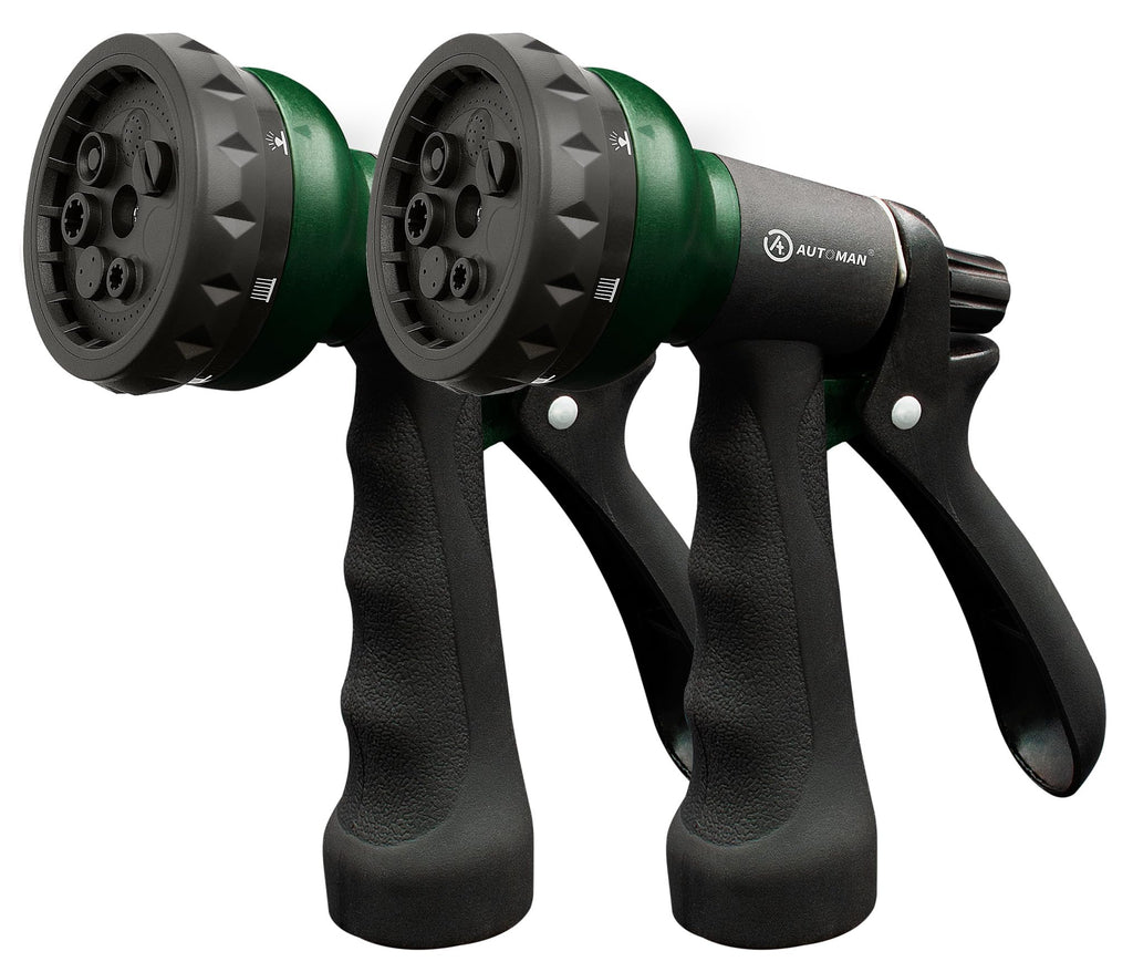AUTOMAN Garden Hose Nozzle, 2 Pack Water Sprayer Nozzle with 7 Adjustable Watering Patterns,Slip Resistant Nozzle for Plants,Lawn,Washing Cars,Window Cleaning,Showering Pets & Outdoor Fun