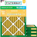 Filterbuy 16x20x2 Air Filter MERV 11 Superior Pet & Allergy Defense (4-Pack), Electrostatic Pleated HVAC AC Furnace Filters Replacement, Made in USA (Actual Size: 15.50 x 19.50 x 1.75)