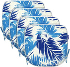 SleepMan Outdoor 17"x16" Chair Cushions with Ties Set of 4, Water Resistant All Weather U-Shape Seat Pads for Patio Garden Furniture Indoor Fade Resistant Patio Cushions (Blue Bamboo)
