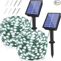 2 Pack Solar String Lights Total 480LED 158FT, IP67 Waterproof Solar Lights for Outside with 8 Modes, Upgraded Solar Panel Fairy Lights for Garden Party Wedding Decorations (Cool White)