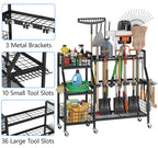 keomaisyto Heavy-Duty Garden Tool Organizer with 6 Wheels and 2 Baskets