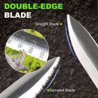 Topline Full Tang Hori Hori Garden Knife, Hori Hori Knife with Sharpening Stone, Double-edge Stainless Steel Blade, Heavy Duty Leather Sheath Included, Garden Tools for Digging, Weeding, Planting