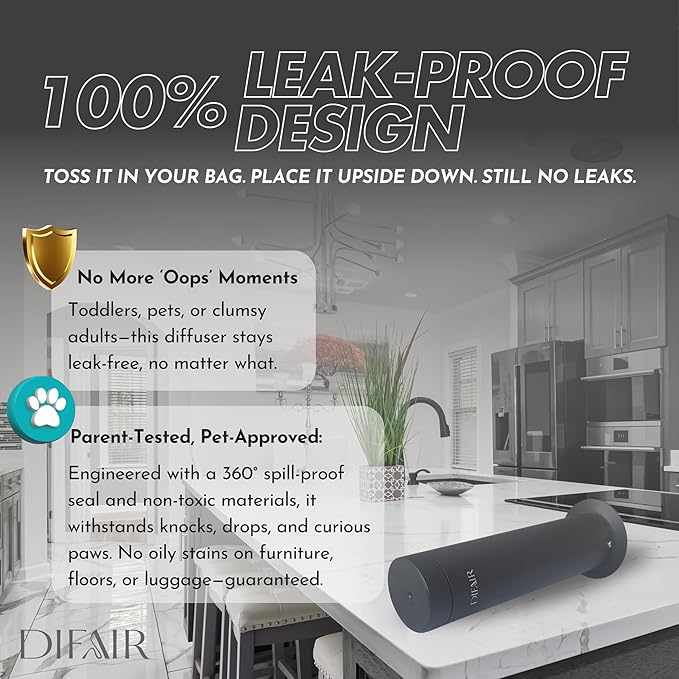 Leak-proof Waterless Diffuser, Hotel Collection Diffuser for Essential Oils, Bluetooth/Remote Control Scent Diffuser, NanoAtomizing Aromatherapy Diffuser, Silent Diffusers for home, bedroom,spa