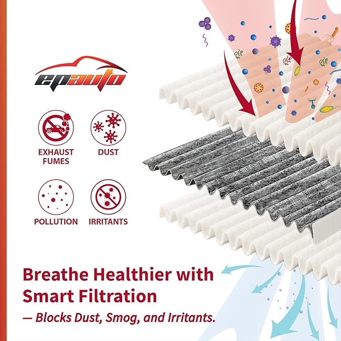 EPAuto CP854 (CF11854) Cabin Air Filter includes Activated Carbon Replacement for Nissan Rogue (2014-2020), Rogue Sport (2017-2022), Qashqai (2017-2023), X-Trail (2015-2025)