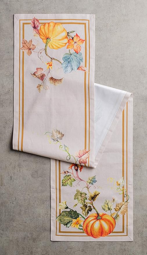Maison d' Hermine Table Runner 100% Cotton Single Layer Table Runners 60 inches Long for Thanksgiving Christmas Decorations Home Kitchen Dining Party Wedding (Potiron, 14.5" x 60")