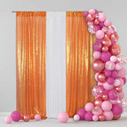 Eternal Beauty Sequin Backdrop Curtains, 2x8 Ft-2 Panels Orange Back Drop for Shimmer Photography Party Wedding Birthday Decor