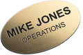 Custom Engraved Name Tag Badges – Personalized Identification with Pin or Magnetic Backing, 3.2 Inch Oval, Radiant Gold/Black
