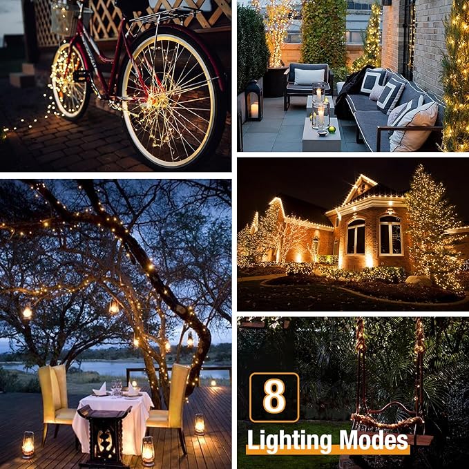 12 Pack Solar String Lights Outdoor, Total 960LED 396FT Solar Fairy Twinkle Lights Outdoor Waterproof 8 Modes Copper Wire Solar Lights for Outside Garden Patio Tree Christmas Wedding Party Decor