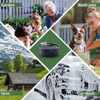 Heavy Duty Premium Garden Hose 50ft x 5/8", 300PSI Working, 1000PSI Burst, Hybrid Rubber Water Hose with Transparent Swivel Handle - Hot/Cold Water - Five Layered Braiding with Brass fittings (Black)