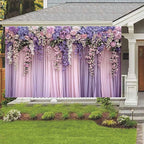 10x8ft Purple Flower Wedding Photography Backdrop Lavender Floral Wedding Bridal Photography Backdrop Anniversary Birthday Baby Shower Girl Party Banner Photo Booth Props Background Wall Decor