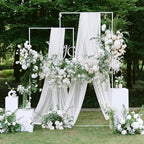 Wokceer White Wedding Arch Draping Fabric Backdrop 28.7" X 20FT Sheer Drapes Fabric for Wedding Arbor Ceremony Birthday Party