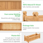 Yaheetech 43.5" Wooden Raised Garden Bed Rectangular Planter Box, 1pcs