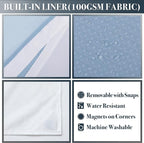N&Y HOME Waffle Weave Shower Curtain with Snap-in Fabric Liner & Hooks Set - Hotel Style, Waterproof & Washable, Heavyweight Fabric & Mesh Top Window - 71x72, Blue