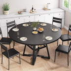 51'' Round Dining Table for 6,Kitchen Dining Room Circle Dinner Pedestal Table,Space Saving Wood Kitchen & Dining Room Furniture (Black, 51In)