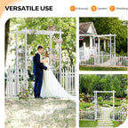 VINGLI Garden Arbor with Gate and Fence, PVC Wedding Arch for Ceremony Party, Garden Trellis for Climbing Plants Outdoor, Arch Backdrop Stand for Garden, Backyard, Lawn, Wedding