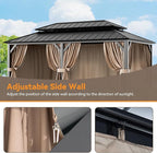 Covered Outdoor Gazebo Curtain Replacement Universal 6-Panel Sidewalls 12' x 24', Outdoor Gazebo Privacy Curtains with Zipper, Replacement for Outdoor, Patio Canopy, Garden and Backyard (Curtain Only)