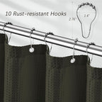 60 inch Stall Shower Curtain Brown - 256GSM Waffle Weave Heavy Duty Thick Fabric Shower Curtains for Bathroom, Hotel Quality Spa Luxury Cloth Bath Curtain Set with 10 Hooks, 60Wx72H Brown