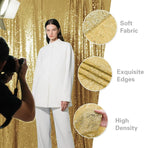 Gold Sequin Backdrop Curtain 4 Pieces 2FTx8FT Glitter Photography Backdrop for Party Wedding Birthday Christmas Decorations