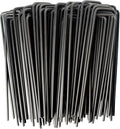 MySit 6" Garden Staples Landscape Stakes Ground Pins 100 Pack, Lawn Staples Weed Fabric Staple, Heavy Duty 11-Gauge(3.0mm) Steel Sod Anchor Securing Pegs for Securing Fabric