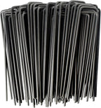 MySit 6" Garden Staples Landscape Stakes Ground Pins 100 Pack, Lawn Staples Weed Fabric Staple, Heavy Duty 11-Gauge(3.0mm) Steel Sod Anchor Securing Pegs for Securing Fabric