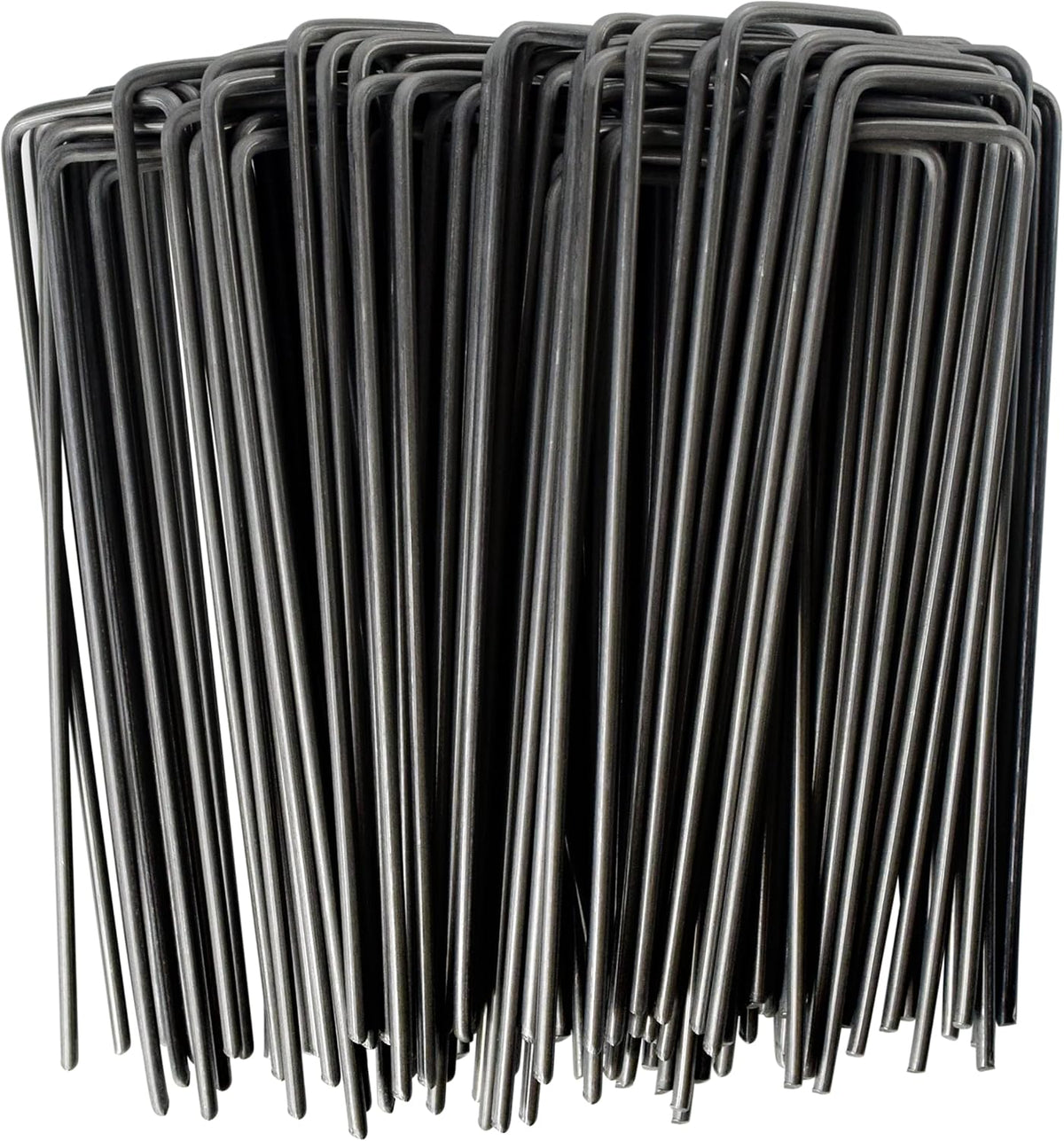 MySit 6" Garden Staples Landscape Stakes Ground Pins 100 Pack, Lawn Staples Weed Fabric Staple, Heavy Duty 11-Gauge(3.0mm) Steel Sod Anchor Securing Pegs for Securing Fabric