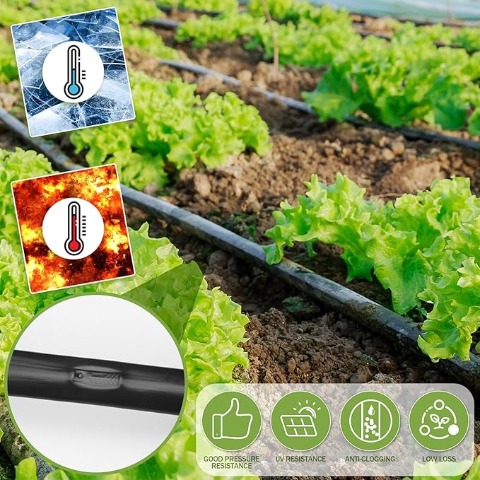 250 ft 5/8 Inch Drip Tape Irrigation Kit Drip Tape 16 Mil 8" Spacing Hose Garden Watering Tubing System Automatic Irrigation Equipment for Plant, Landscape, Yard, Lawn and Farm