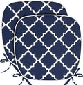 SleepMan Outdoor 17"x16" Chair Cushions with Ties Set of 2, Water Resistant All Weather U-Shape Seat Pads for Patio Garden Furniture Indoor (Set of 2, Blue Plaid)