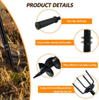 2 in 1 Hand Auger Spiral Drill for Planting, 6 X 42.9inch Post Hole Digger Manual Auger for Fence Posts, Sand, Bulb,Seedlings, Tree, Mail Box, Manual Garden Spiral Hole Digging Drill with Non-Slip.