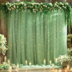 20x10 Green Tulle Backdrop Curtains for Parties, Sheer Backdrop Curtain Wedding Photo Background Drapes for Baby Shower Photography Birthday Party