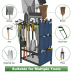 SAMRELAX Garden Tool Organizer, Garden Yard Tool Rack for Garage, Garage Organization and Storage, Metal Yard Tools Storage up to 46 Tools/Rake/Broom/shovel/, Suitable for Garage, Yard, Patio, Shed