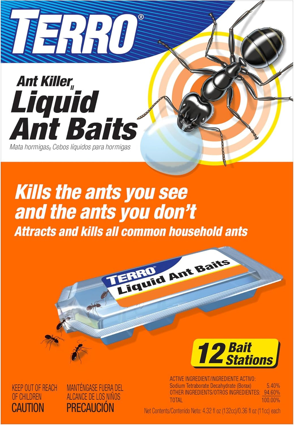 TERRO Ant Killer Bait Stations T300B - Liquid Bait to Eliminate Ants - Bait System - 12 Count Stations for Effective Indoor Ant Control
