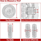 Parts Camp For Gorilla Cart Wheels 13-Inch replacement gorilla cart tires 4.00-6 Flat-free Solid Tire and Wheel For Hand Trucks/Garden Carts/Wheelbarrow/Dolly-5/8"Axle Borehole 2.1"Hub offset (2 Pack)