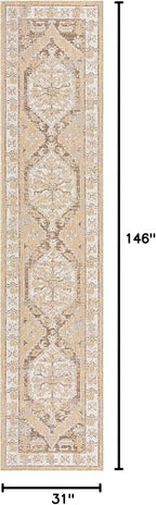 Unique Loom Outdoor Traditional Collection Area Rug - Valeria (2' 7" x 12' 2" Runner, Natural/ Ivory)