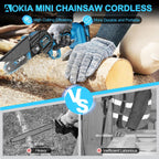 Cordless Mini Chainsaw 21V,4In Electric Chainsaw,Handheld & Portable Power Chain Saw for Tree Trimming Pruning Garden & Yard Work,Battery Chain Saw Gifts for Men Women Dad Blue