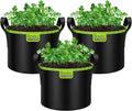 VIVOSUN 3-Pack 5-Gallon AeroBase Grow Bags, Durable Mesh Fabric Plant Container with Breathable Base and Sturdy Handles, Black
