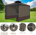 Gazebo Privacy Curtains 10' x 12' with Zipper 4-Panels Side Wall Universal Replacement for Patio, Outdoor Canopy, Garden and Backyard Khaki and Brown (Curtain Only)