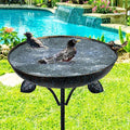 DREAMSOUL 12" Dia Bird Bath Antique Metal Bird Bath for Outside, Pedestal Birdbath with 4 Prongs Stake for Garden Yard Patio Decor