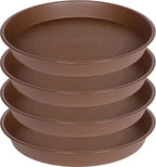 4 Pack of 18 19 inch Plant Saucer Drip Tray (16.6 inch Base), Heavy Duty Large Deep Plant Saucers for Pots, Bird Bath Bowls, Plastic Planter Water Trays for Indoors Outdoor (18", Chocolate)
