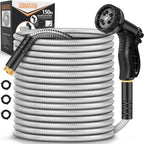 Garden Hose Metal 150FT, Stainless Steel Heavy Duty Water Hose With 10 Function Nozzle, No-Kink, Tough & Flexible, Sturdy and Lightweight, Rust Proof for Yard, Outdoor, RV