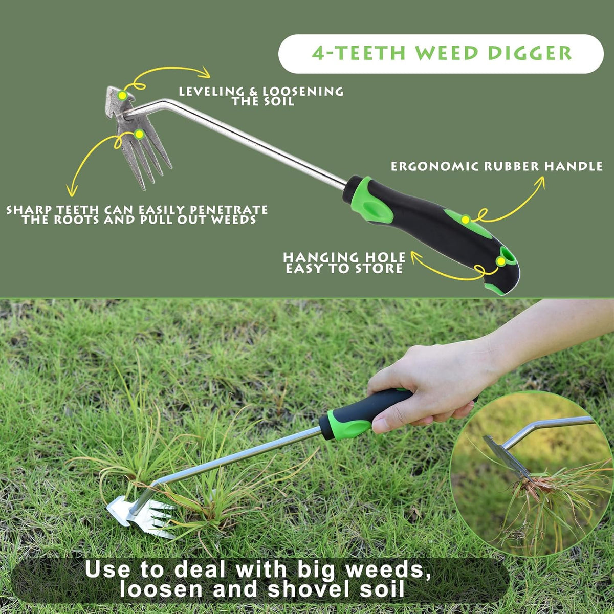 Weed Puller Tool 3pcs, 2025 New Portable Weeder Tool, Weeding Tool with Stainless Steel, Garden Tools for Plant & Weeding, Crack Weeder Tool, Weed Remover Tool for Farm & Backyard