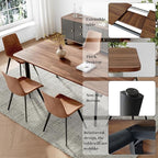 63"- 78.7" Extendable Dining Table Set for 6, Modern Kitchen Table with 6 Dining Chairs, Thickened Expandable Wooden Table with Metal Legs for Dining Room, Kitchen