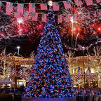 KAQ Red White & Blue Lights 115FT 300LED 4th of July Decorations Outdoor/Indoor, Extendable Plug-in Twinkle Fairy Lights Waterproof with 8 Modes&Timer Independence Day Patriotic Tree Decorations