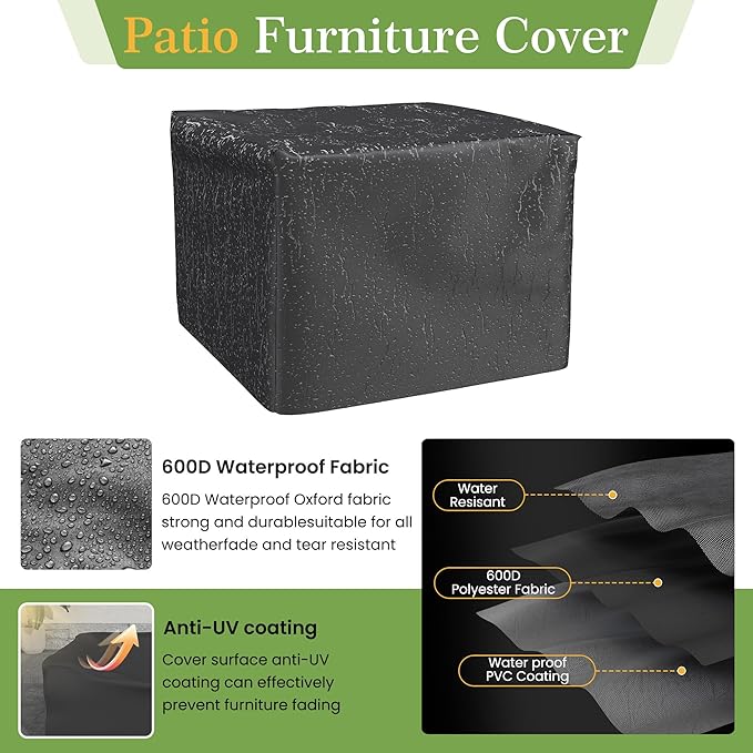 Amopatio Wicker Outdoor Sofa & Patio Couch Set - High Back Waterproof Patio Furniture Single Armrest Chair with Non-Slip Cushions, Outdoor Furniture Cover, Khaki