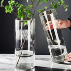 2 Acrylic Cylinder Clear Vase for Centerpieces, Tall Large Unbreakable Plastic Flower Vases for Home Decor (D 4.8" X H 7.8" - H 12" + 2 Holder)