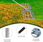 Lawn Leveling Rake 30x10 inch, (Professional-Grade) Lawn Leveler Tool, Handle Rakes for Lawns Heavy Duty Landscape Rake for Backyard, Garden, Golf Course, Farm, Pasture