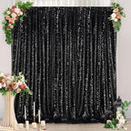 Black Sequin Backdrop 8ft x 8ft Glitter Photo Booth Black Backdrop Curtains