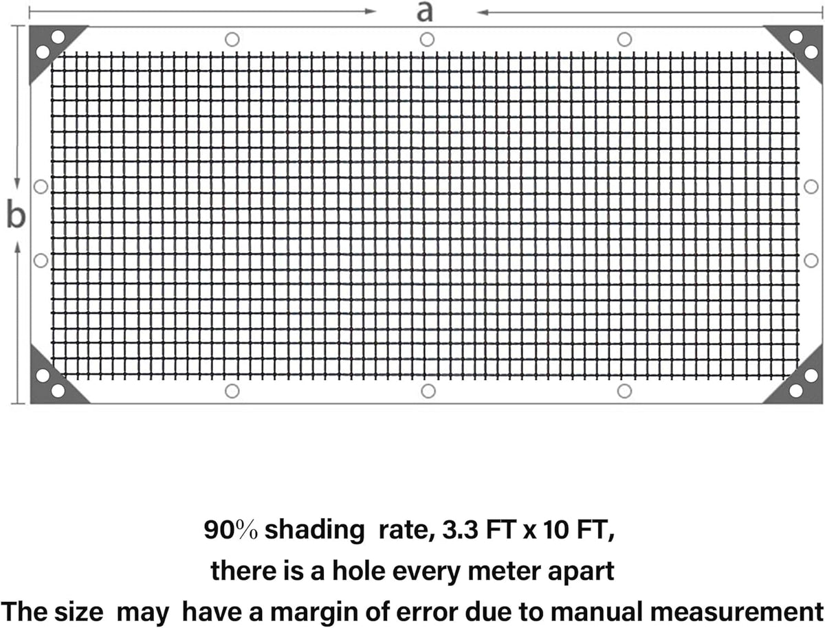 winemana 90% Black Shade Cloth, 3.3 x 10 FT Garden Mesh Tarp for Plants Heat Protection with Grommets, Sunshade Plant Cover for Greenhouse, Barns Kennel, Outdoor Netting Screens for Patio & Porch